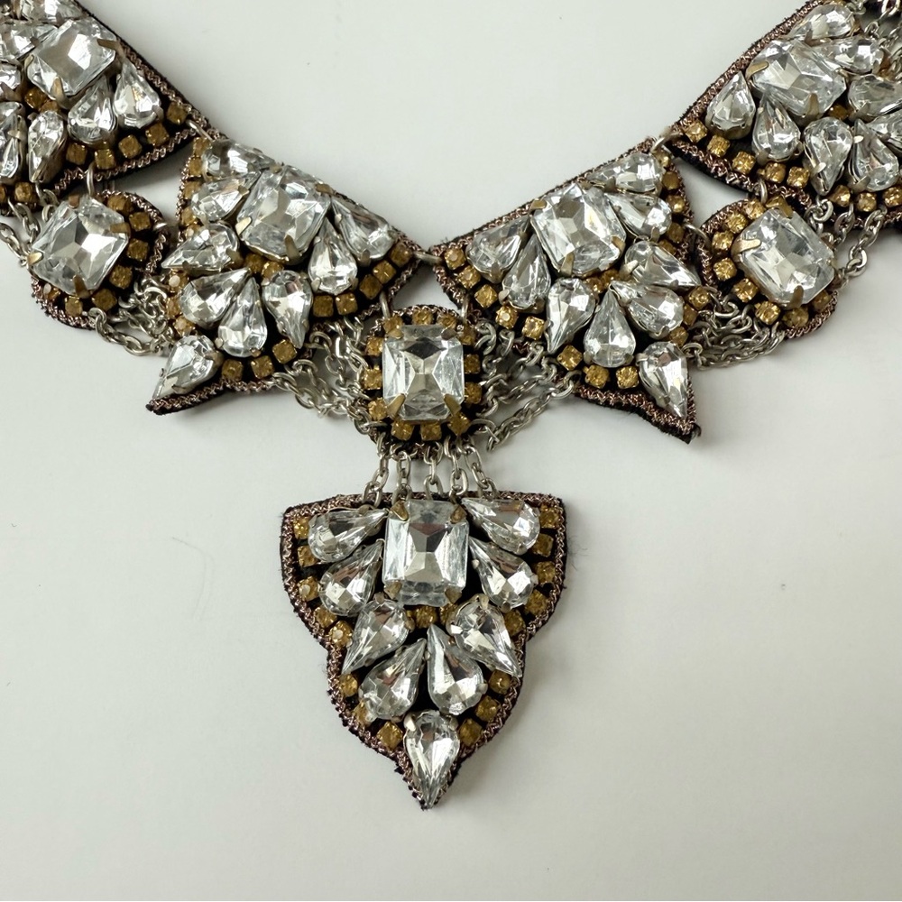 Suzanna Dai Crystal Statement Necklace Wedding Guest Jewelry Adjustable 27” - Picture 4 of 7